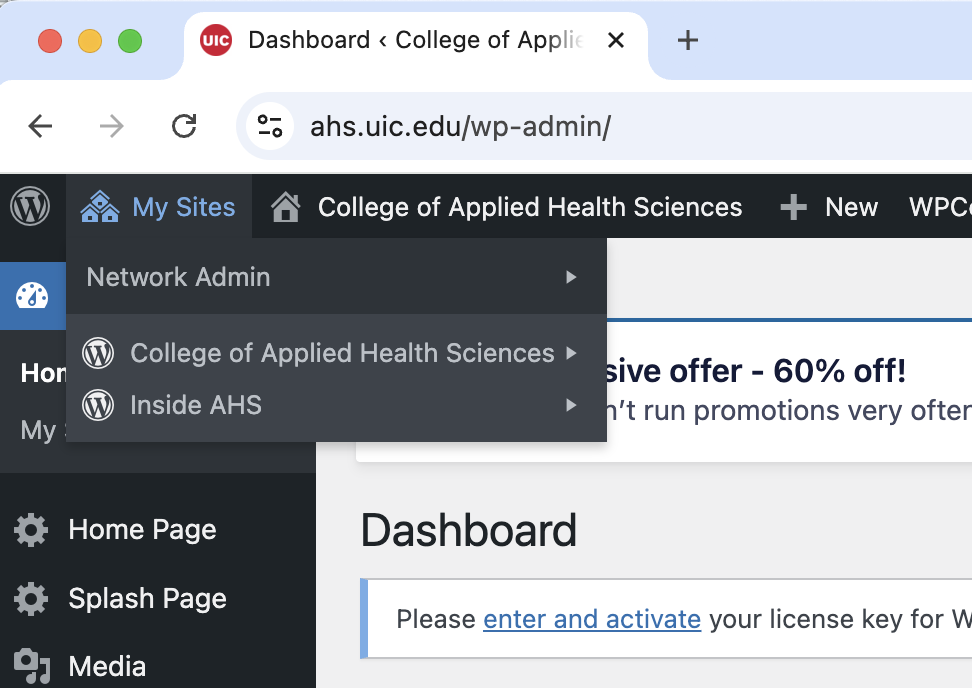 a screenshot of the back end of the website.
